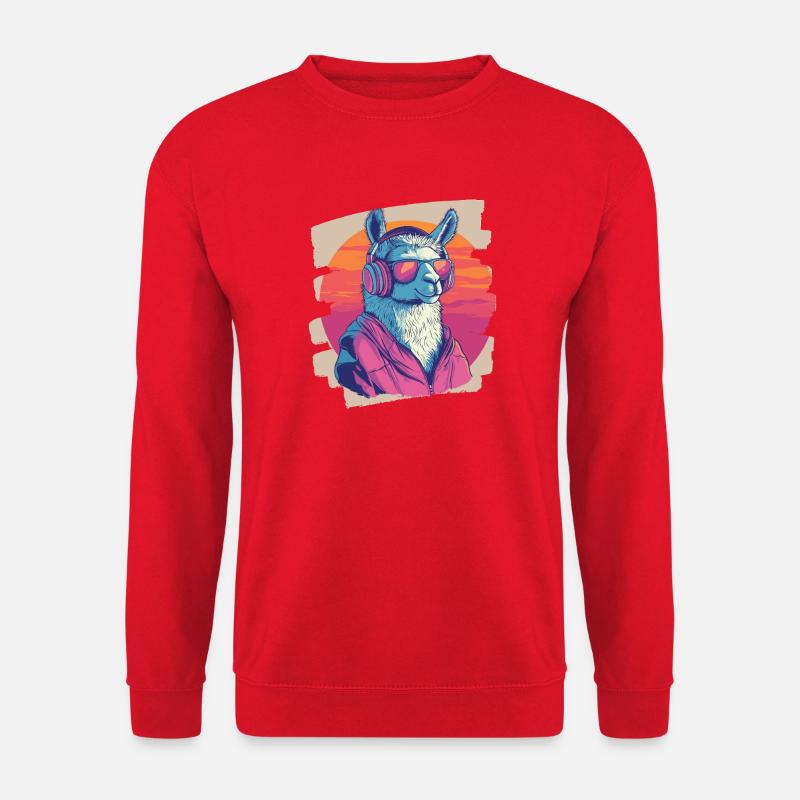Lama Kopfhörer - Unisex Pullover - Rot