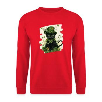Chat de la Saint-Patrick - Sweat-shirt Unisexe - rouge - Devant - Alina (178cm) & Michal (187cm)