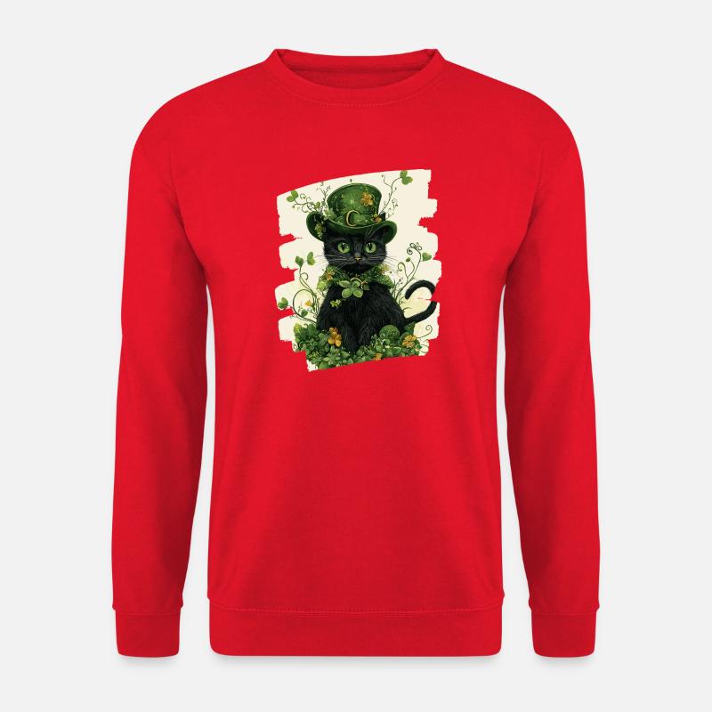 St Patrick's Day Cat - Unisex Sweatshirt - red