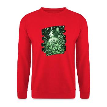 Chat trèfle de la Saint-Patrick - Sweat-shirt Unisexe - rouge - Devant - Alina (178cm) & Michal (187cm)