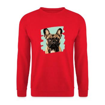Bouledogue français Frenchie - Sweat-shirt Unisexe - rouge - Devant - Alina (178cm) & Michal (187cm)