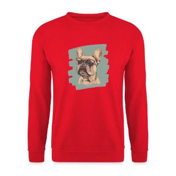 Frenchie French Bulldog - Unisex Sweatshirt - red - Front - Alina (178cm) & Michal (187cm)