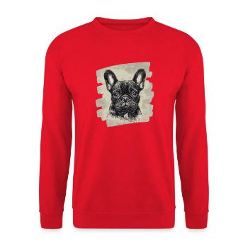 Frenchie French Bulldog - Unisex Sweatshirt - red - Front - Alina (178cm) & Michal (187cm)