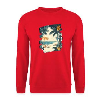 Summer Palm Tree Beach - Unisex Sweatshirt - red - Front - Alina (178cm) & Michal (187cm)