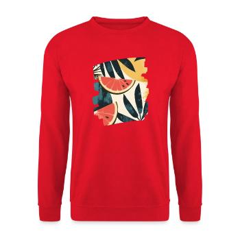 Sommer Wassermelone und Palmen - Unisex Pullover - Rot - Vorne - Alina (178cm) & Michal (187cm)