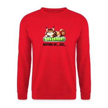 Booting Up Zzz - Chat in Nap Mode - Unisex Sweatshirt - red - Front - Alina (178cm) & Michal (187cm)