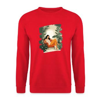 Relax Meditation Selfcare Me-Time - Unisex Sweatshirt - red - Front - Alina (178cm) & Michal (187cm)