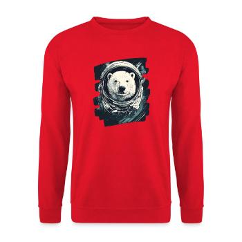 Polar Bear Astronaut - Unisex Sweatshirt - red - Front - Alina (178cm) & Michal (187cm)