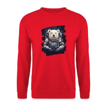 Polar Bear Astronaut - Unisex Sweatshirt - red - Front - Alina (178cm) & Michal (187cm)
