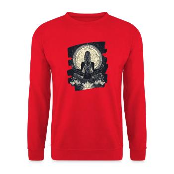 Yoga Namaste Meditation - Unisex Pullover - Rot - Vorne - Alina (178cm) & Michal (187cm)