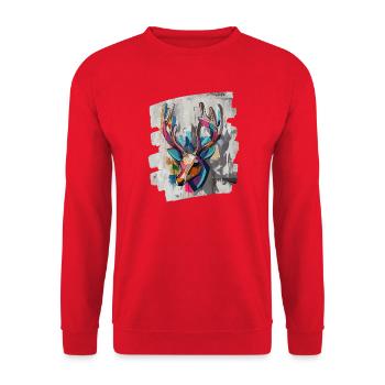 Cerf avec bois - Sweat-shirt Unisexe - rouge - Devant - Alina (178cm) & Michal (187cm)
