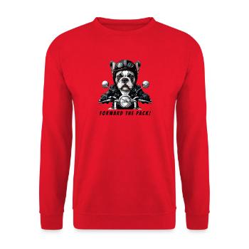 Bouledogue Motard "Forward the Pack" - Sweat-shirt Unisexe - rouge - Devant - Alina (178cm) & Michal (187cm)