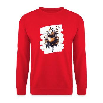 Kaffee Coffee Kaffeeliebhaber - Unisex Pullover - Rot - Vorne - Alina (178cm) & Michal (187cm)