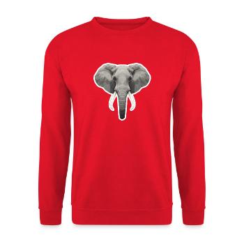 Geometrischer Elefantenkopf - Unisex Pullover - Rot - Vorne - Alina (178cm) & Michal (187cm)