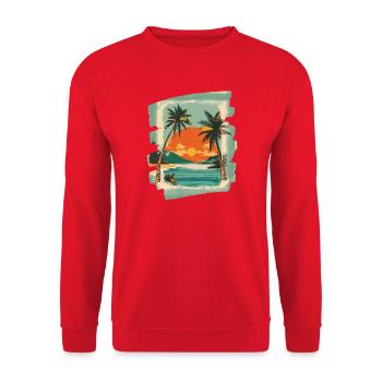 Summer, beach and palm trees - Unisex Sweatshirt - red - Front - Alina (178cm) & Michal (187cm)