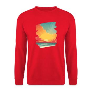 Sommer Sonnenuntergang - Unisex Pullover - Rot - Vorne - Alina (178cm) & Michal (187cm)