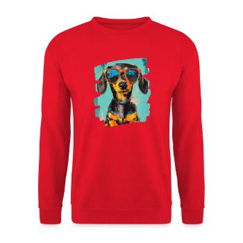 Teckel Dackel - Sweat-shirt Unisexe - rouge - Devant - Alina (178cm) & Michal (187cm)