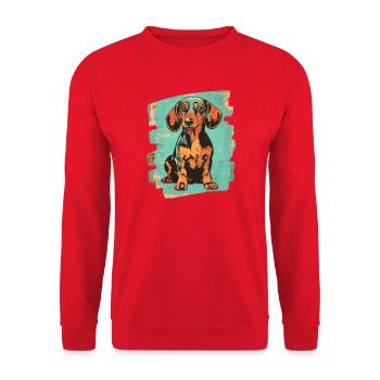 Teckel Dackel - Sweat-shirt Unisexe - rouge - Devant - Alina (178cm) & Michal (187cm)