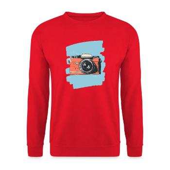 Camera Photo Camera Photographer Female Photographer - Unisex Sweatshirt - red - Front - Alina (178cm) & Michal (187cm)