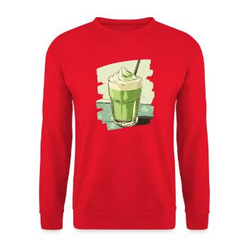 Matcha Latte Lover Green Tea - Unisex Sweatshirt - red - Front - Alina (178cm) & Michal (187cm)
