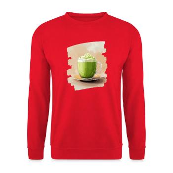 Matcha Latte Liebhaber Grüntee - Unisex Pullover - Rot - Vorne - Alina (178cm) & Michal (187cm)