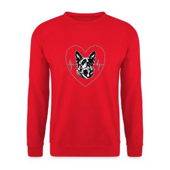 Heartbeat Heart with German Shepherd – Pure Love - Unisex Sweatshirt - red - Front - Alina (178cm) & Michal (187cm)