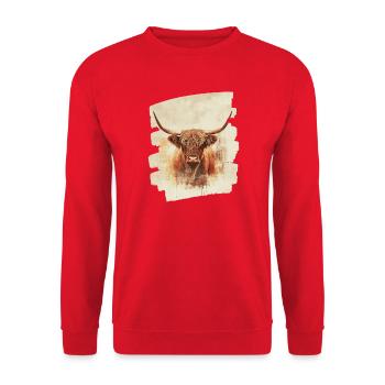 Scottish Highland cattle - Unisex Sweatshirt - red - Front - Alina (178cm) & Michal (187cm)