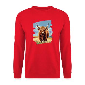 Bovins écossais des Highlands - Sweat-shirt Unisexe - rouge - Devant - Alina (178cm) & Michal (187cm)