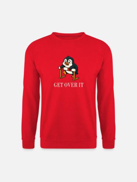 Süßer Pinguin Hürdenläufer Spruch Überwinde es - Unisex Pullover - Rot