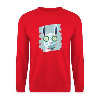 Llama Alpaca Beauty Selfcare Mask - Unisex Sweatshirt - red - Front - Alina (178cm) & Michal (187cm)