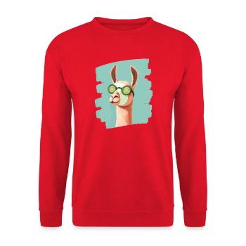 Llama Alpaca Beauty Selfcare Mask - Unisex Sweatshirt - red - Front - Alina (178cm) & Michal (187cm)