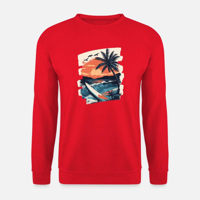 Beach Palm Trees Sunset Summer - Unisex Sweatshirt - red