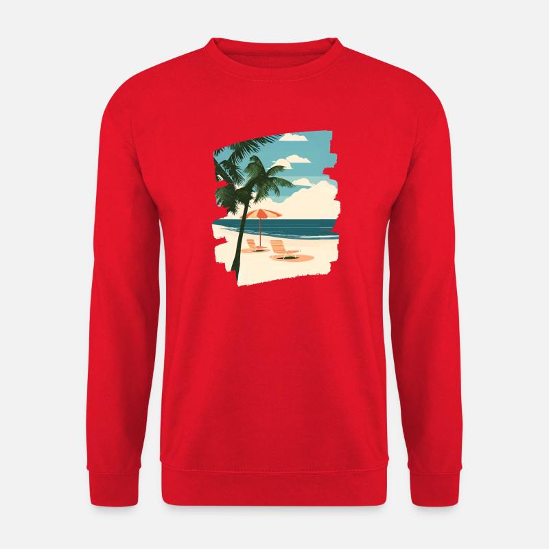 Strand Palmen Sonne Sommer - Unisex Pullover - Rot