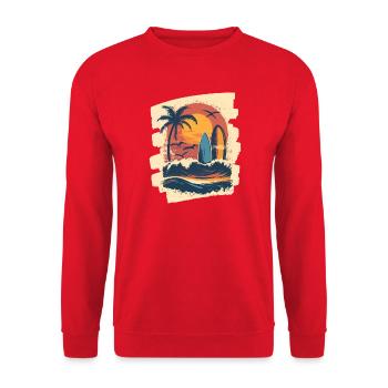 Plage Palmiers Coucher de soleil Surfeur Été - Sweat-shirt Unisexe - rouge - Devant - Alina (178cm) & Michal (187cm)