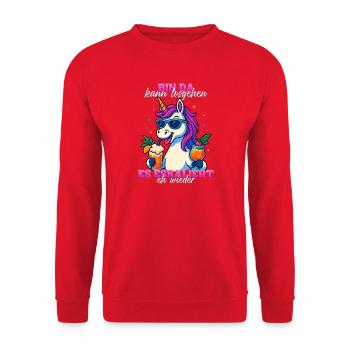 Bin Da - Es Eskaliert eh wieder Einhorn Cocktail - Unisex Pullover - Rot - Vorne - Alina (178cm) & Michal (187cm)