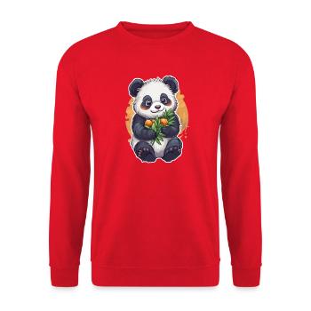 Cute Panda Bear – Gift for Kids - Unisex Sweatshirt - red - Front - Alina (178cm) & Michal (187cm)