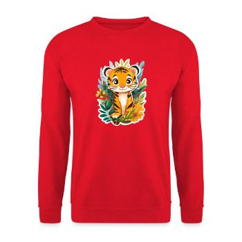 Tigre mignon - Idée cadeau amusante pour les enfants - Sweat-shirt Unisexe - rouge - Devant - Alina (178cm) & Michal (187cm)