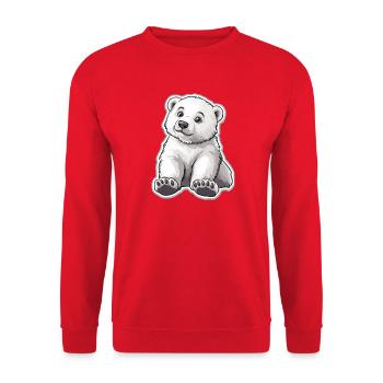 Polarbär Illustration – Arktisches Tiermotiv - Unisex Pullover - Rot - Vorne - Alina (178cm) & Michal (187cm)