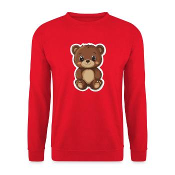 Süßer Bär – Geschenkidee für Wald- & Tierfans - Unisex Pullover - Rot - Vorne - Alina (178cm) & Michal (187cm)
