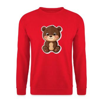 Süßer Bär – Geschenkidee für Wald- & Tierfans - Unisex Pullover - Rot - Vorne - Alina (178cm) & Michal (187cm)