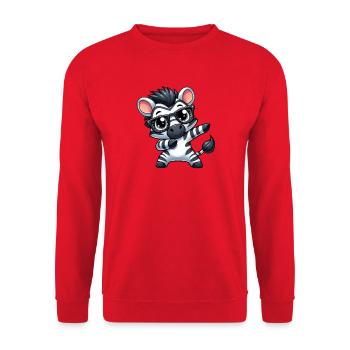 Cool Zebra Dabbing Cartoon Glasses Nerd Safari - Unisex Sweatshirt - red - Front - Alina (178cm) & Michal (187cm)