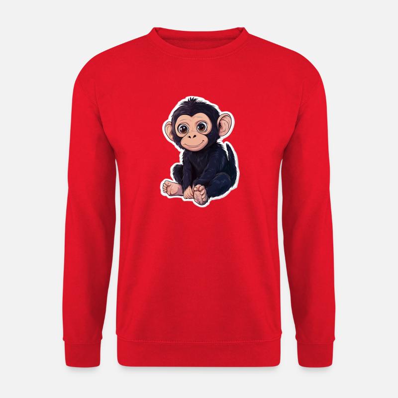 Affe Süsses Äffchen Geschenk für Affenfans - Unisex Pullover - Rot