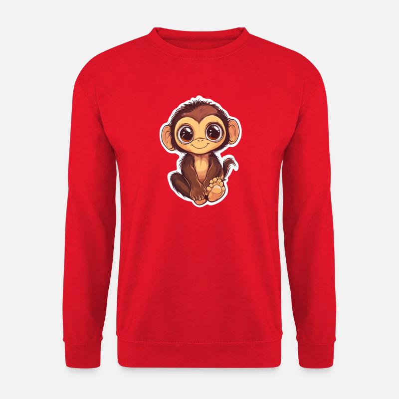 Affe Süsses Äffchen Geschenk für Affenfans - Unisex Pullover - Rot