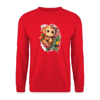 Singe Mignon Singe Cadeau pour les fans de Singe - Sweat-shirt Unisexe - rouge - Devant - Alina (178cm) & Michal (187cm)
