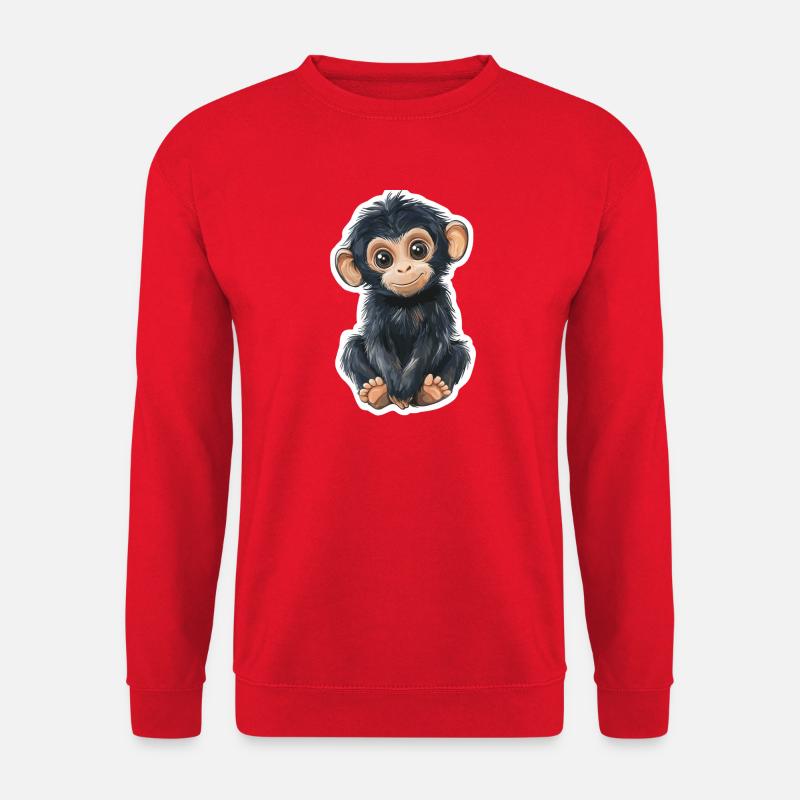 Affe Süsses Äffchen Geschenk für Affenfans - Unisex Pullover - Rot