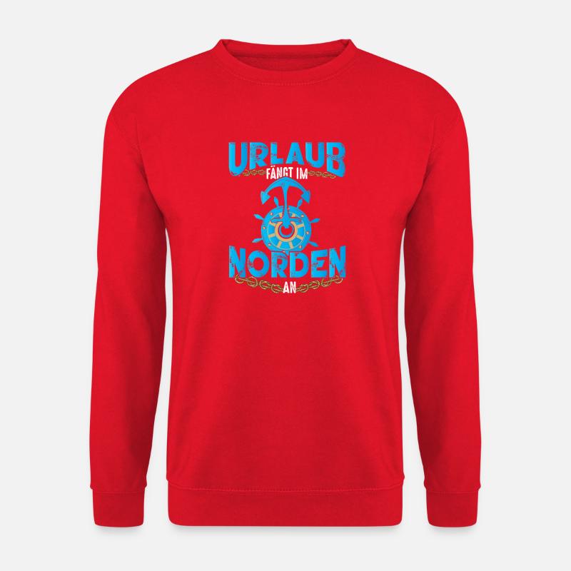 Segelboot Sprüche Urlaub Anker Norden Segler - Unisex Pullover - Rot