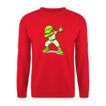 Baseball Baseball-Spieler - Unisex Pullover - Rot - Vorne - Alina (178cm) & Michal (187cm)