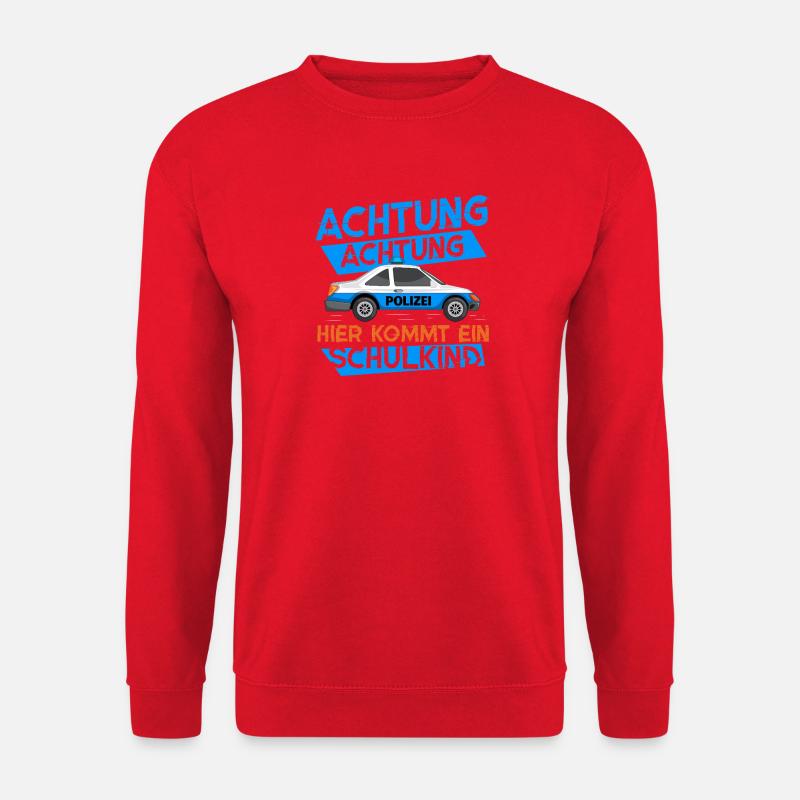 Polizeiauto mit Warnmeldung zum Schulstart - Unisex Pullover - Rot
