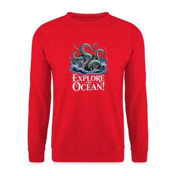 Ozeanischer Oktopus Abenteuer-Design - Unisex Pullover - Rot - Vorne - Alina (178cm) & Michal (187cm)