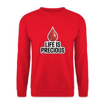 Life is Precious Blood Drop Design - Unisex Sweatshirt - red - Front - Alina (178cm) & Michal (187cm)